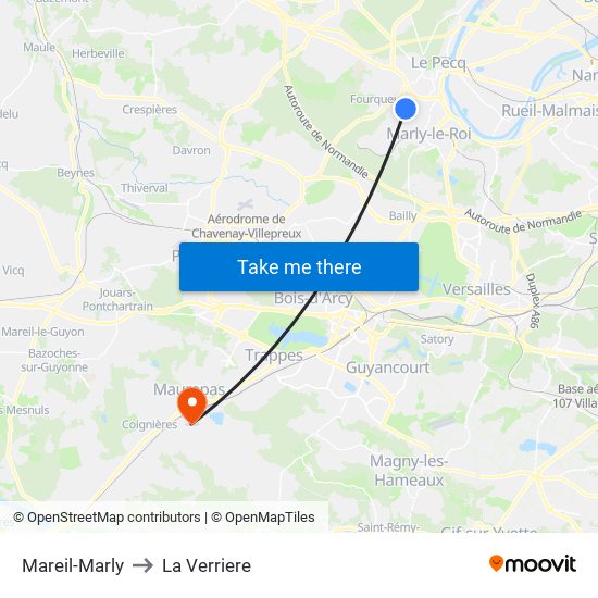 Mareil-Marly to La Verriere map