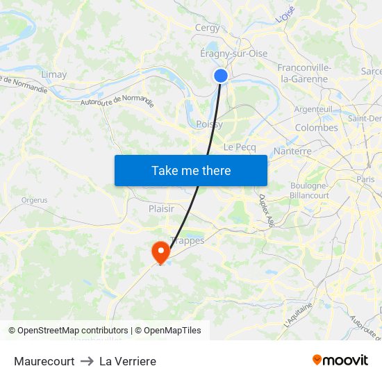 Maurecourt to La Verriere map