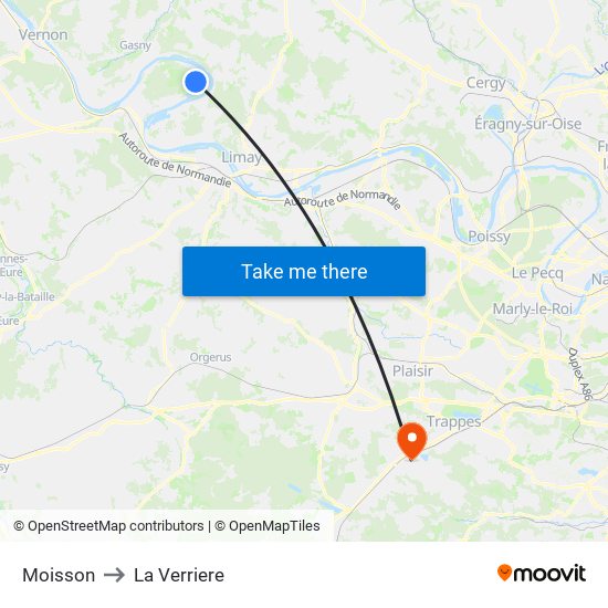 Moisson to La Verriere map
