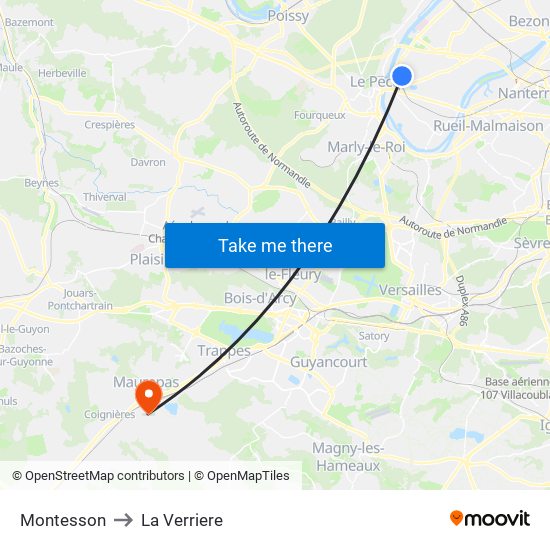 Montesson to La Verriere map