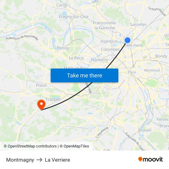 Montmagny to La Verriere map