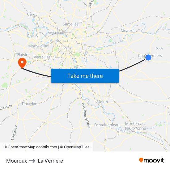 Mouroux to La Verriere map