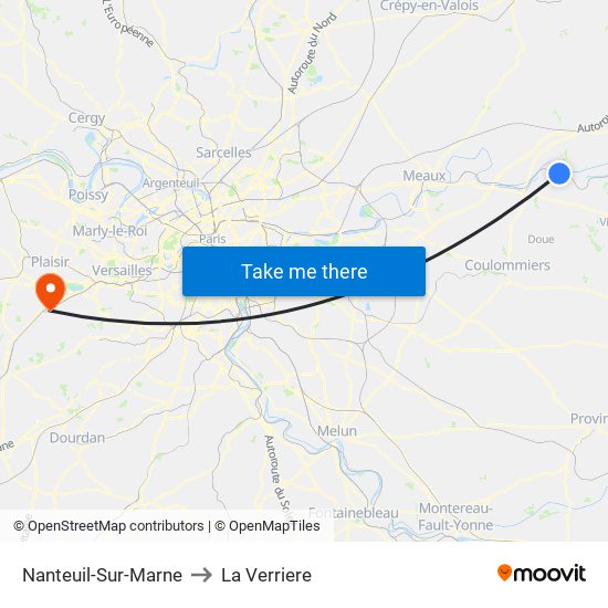 Nanteuil-Sur-Marne to La Verriere map