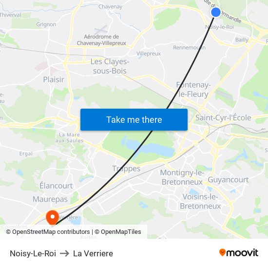 Noisy-Le-Roi to La Verriere map