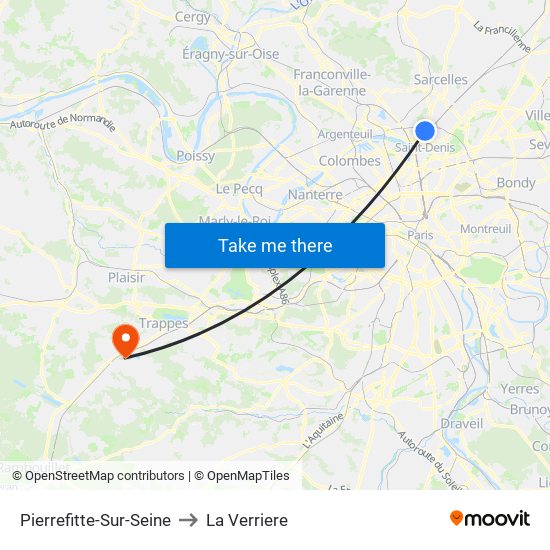 Pierrefitte-Sur-Seine to La Verriere map