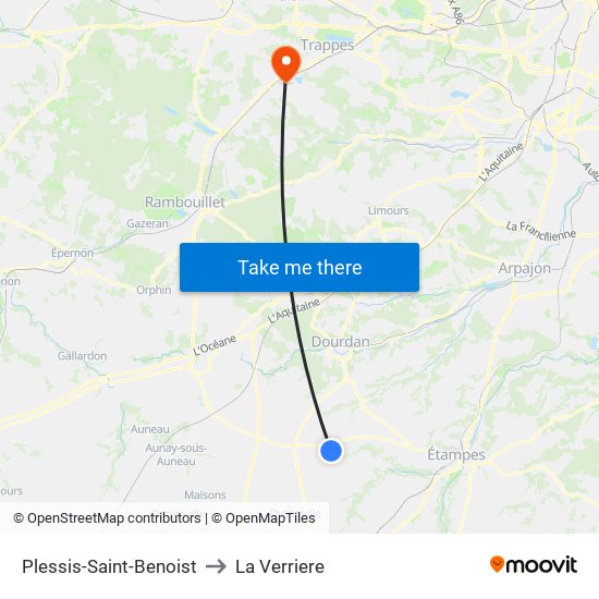 Plessis-Saint-Benoist to La Verriere map