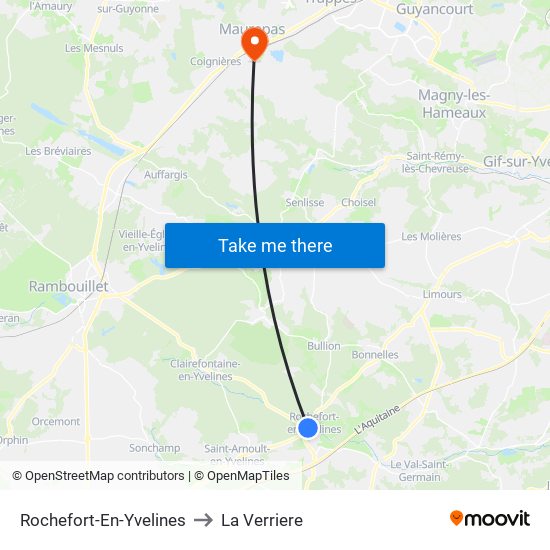 Rochefort-En-Yvelines to La Verriere map