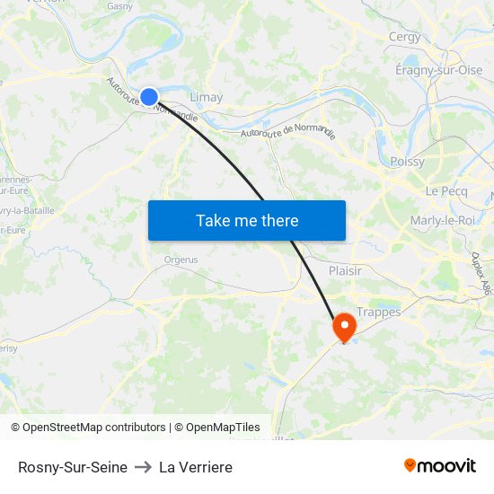 Rosny-Sur-Seine to La Verriere map