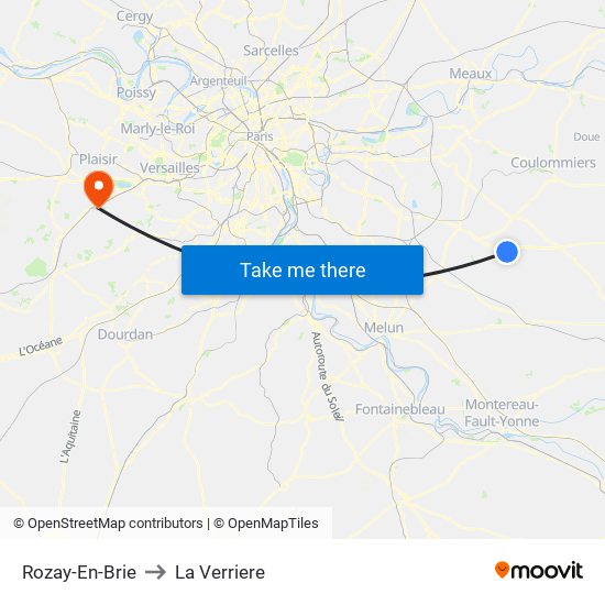 Rozay-En-Brie to La Verriere map