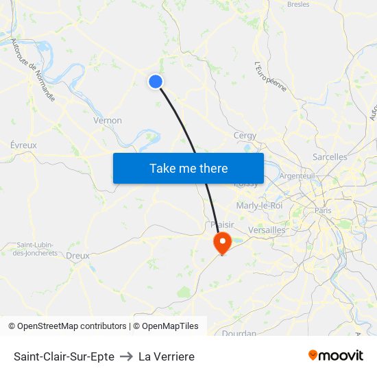 Saint-Clair-Sur-Epte to La Verriere map