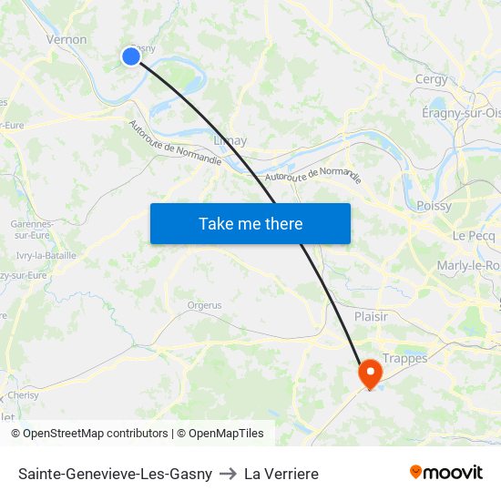 Sainte-Genevieve-Les-Gasny to La Verriere map