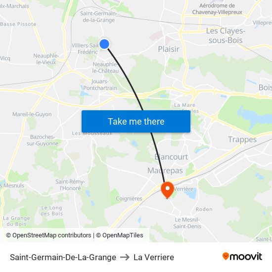 Saint-Germain-De-La-Grange to La Verriere map