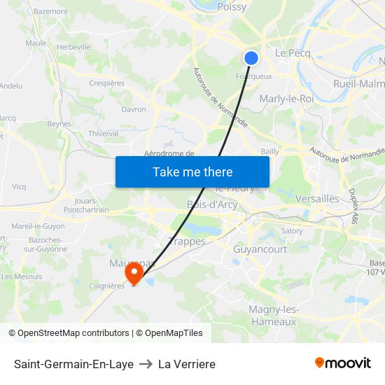Saint-Germain-En-Laye to La Verriere map