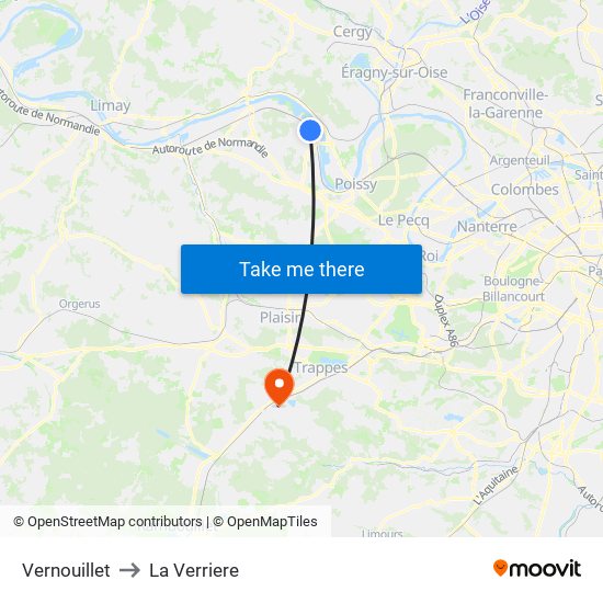 Vernouillet to La Verriere map