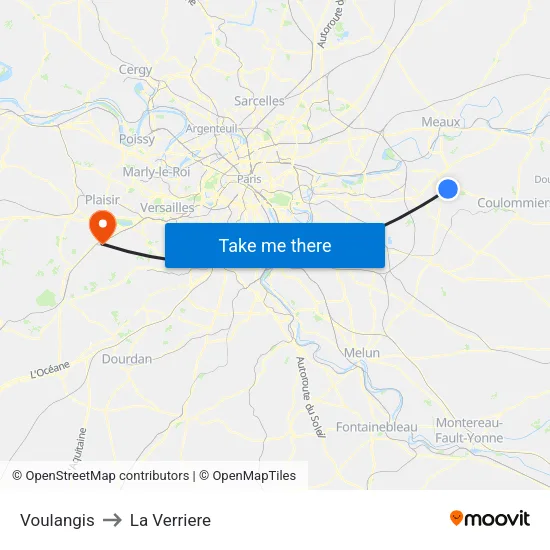 Voulangis to La Verriere map