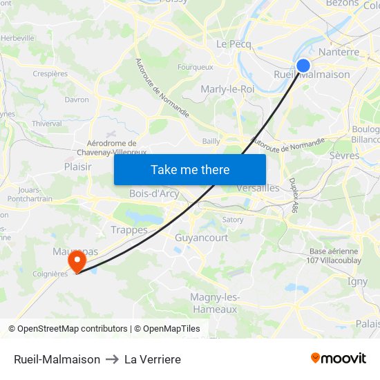 Rueil-Malmaison to La Verriere map