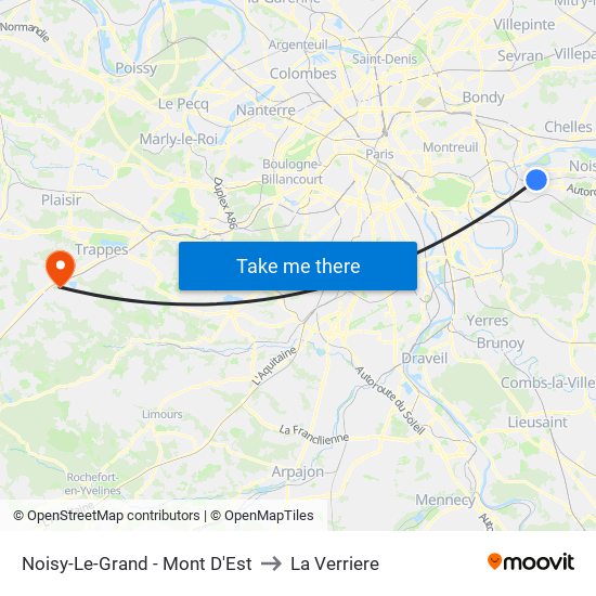 Noisy-Le-Grand - Mont D'Est to La Verriere map