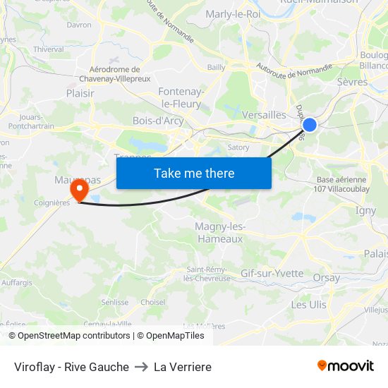Viroflay - Rive Gauche to La Verriere map