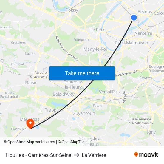 Houilles - Carrières-Sur-Seine to La Verriere map