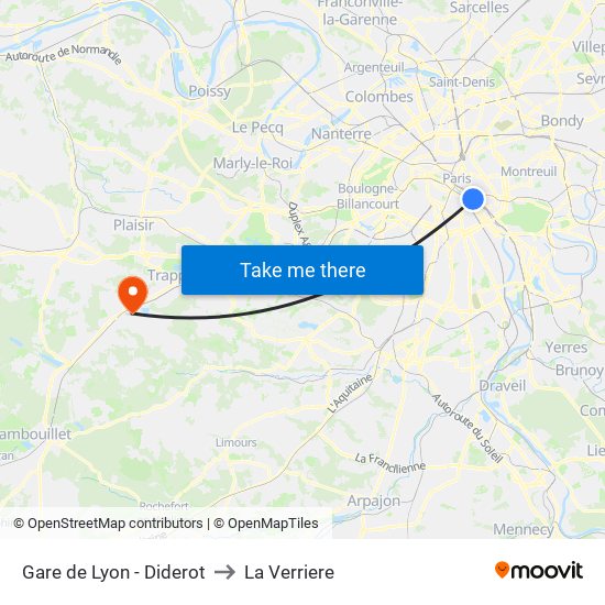 Gare de Lyon - Diderot to La Verriere map