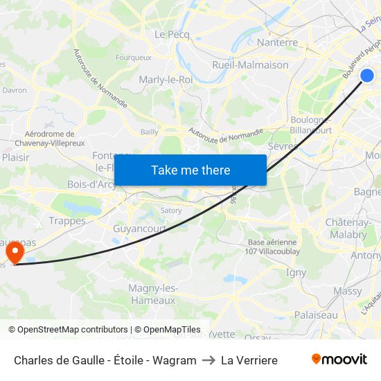 Charles de Gaulle - Étoile - Wagram to La Verriere map