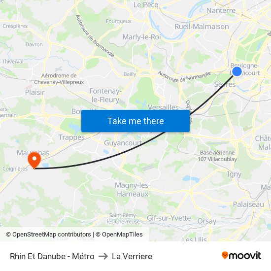 Rhin Et Danube - Métro to La Verriere map