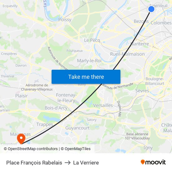 Place François Rabelais to La Verriere map