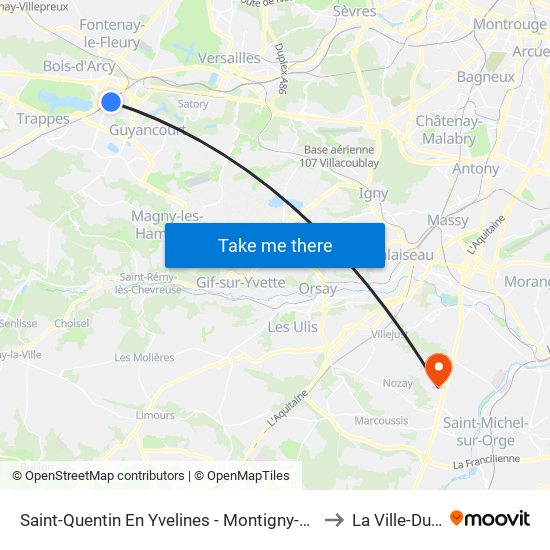Saint-Quentin En Yvelines - Montigny-Le-Bretonneux to La Ville-Du-Bois map