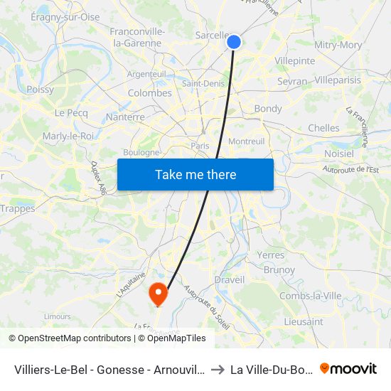 Villiers-Le-Bel - Gonesse - Arnouville to La Ville-Du-Bois map