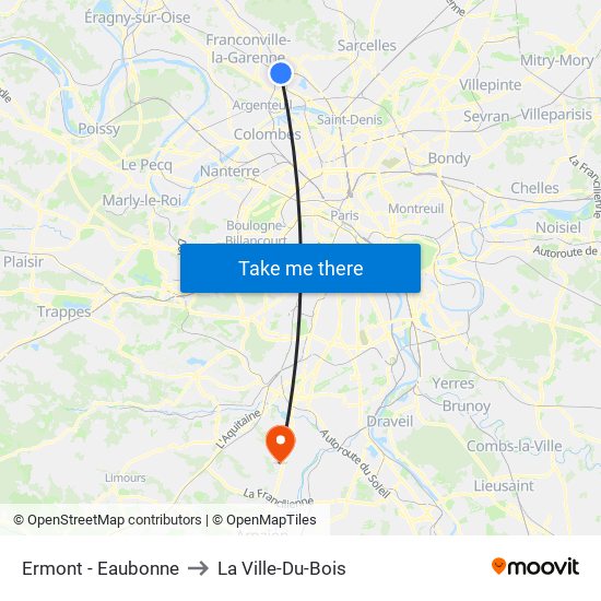 Ermont - Eaubonne to La Ville-Du-Bois map