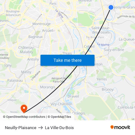 Neuilly-Plaisance to La Ville-Du-Bois map
