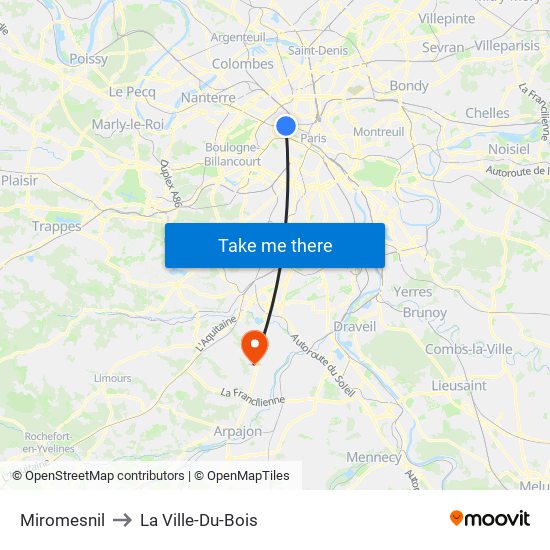 Miromesnil to La Ville-Du-Bois map