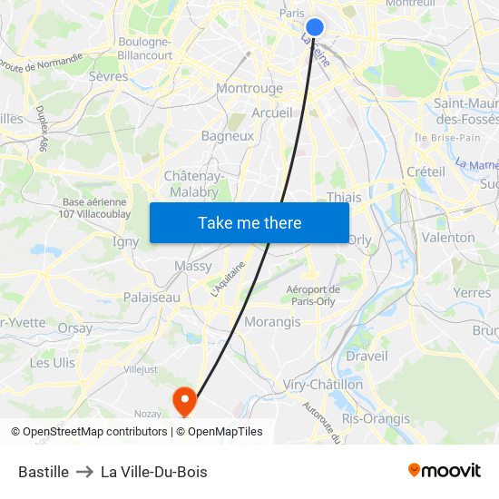 Bastille to La Ville-Du-Bois map