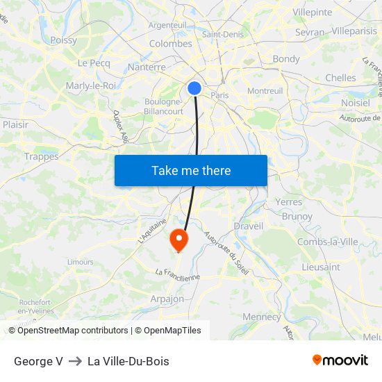 George V to La Ville-Du-Bois map