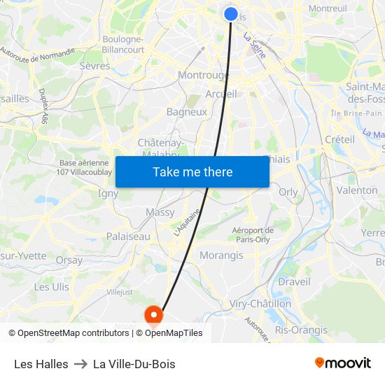 Les Halles to La Ville-Du-Bois map