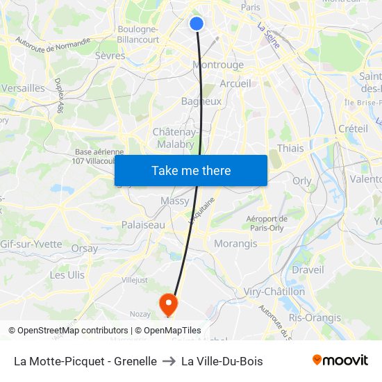 La Motte-Picquet - Grenelle to La Ville-Du-Bois map