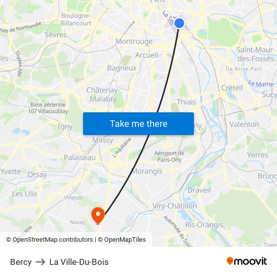 Bercy to La Ville-Du-Bois map