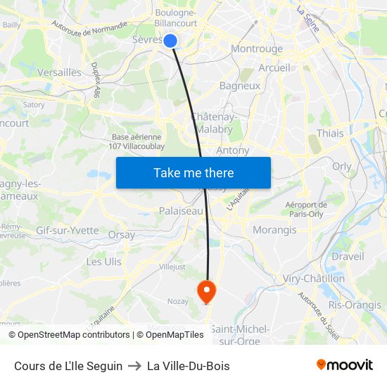 Cours de L'Ile Seguin to La Ville-Du-Bois map