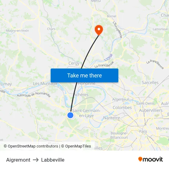 Aigremont to Labbeville map