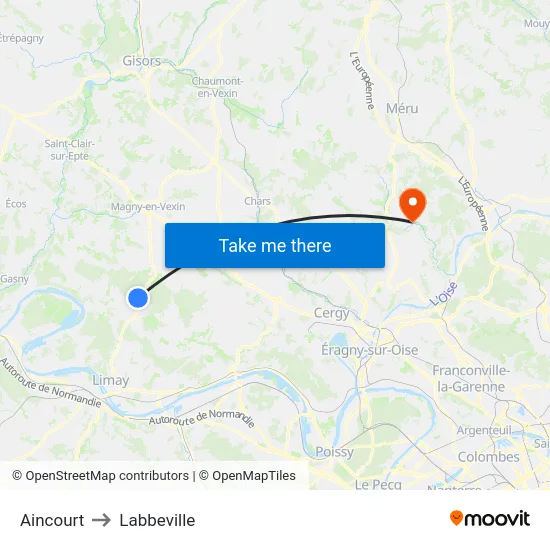 Aincourt to Labbeville map