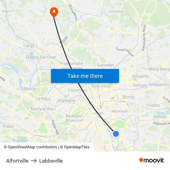 Alfortville to Labbeville map