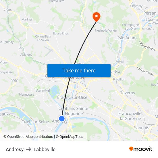 Andresy to Labbeville map