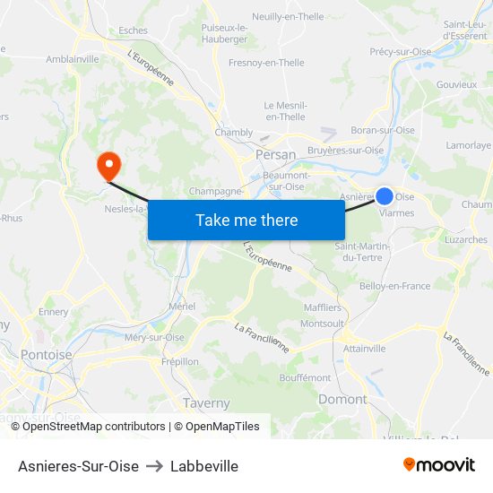 Asnieres-Sur-Oise to Labbeville map