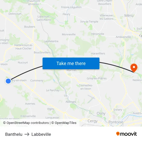 Banthelu to Labbeville map