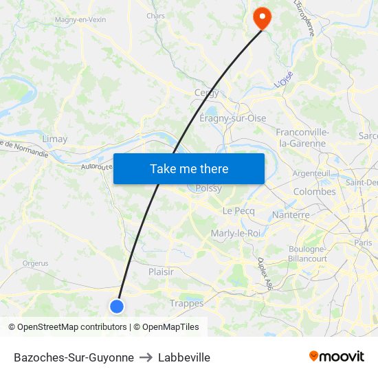 Bazoches-Sur-Guyonne to Labbeville map