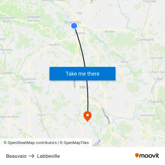Beauvais to Labbeville map