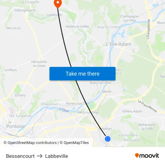 Bessancourt to Labbeville map