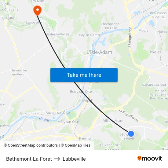 Bethemont-La-Foret to Labbeville map