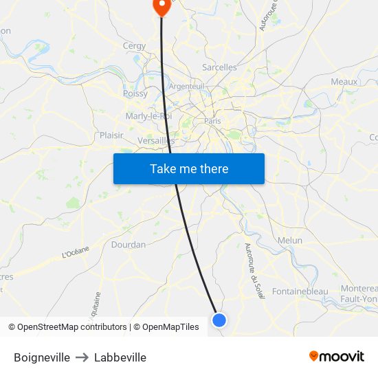 Boigneville to Labbeville map