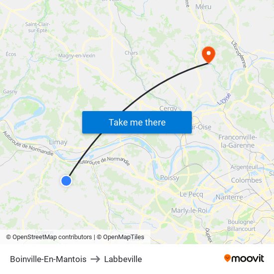 Boinville-En-Mantois to Labbeville map